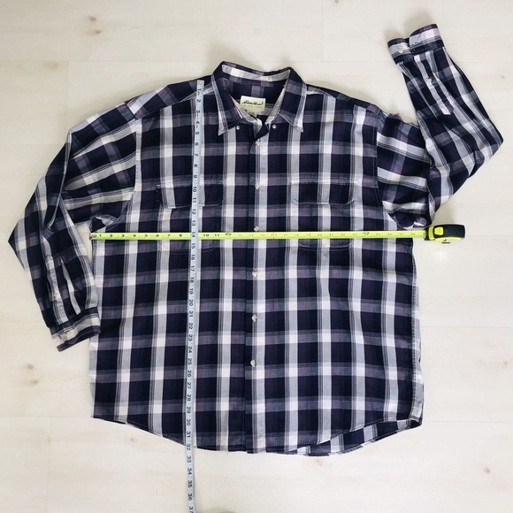 EDDIE BAUER Shirt Mens XL Button Down Relaxed Fit Plaid Long Sleeve 100% Cotton - Picture 7 of 9